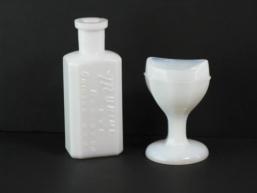 Milk Glass Murine Bottle & Eyecup
