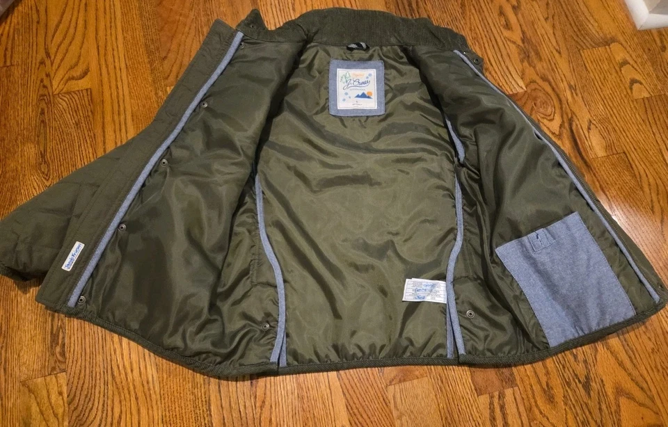 NUEVO SIN ETIQUETAS Chaqueta Acolchada Sussex Campo/Granero Borde Pana Abrigo a Presión Niños S Foto 4 de 4