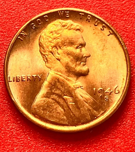 1946-S Lincoln Wheat Cent Penny GEM RED BU From an Original Bank Roll