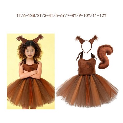 Mädchen-Tutu-Kleid-Set mit Eichhörnchen-Motiv für Weihnachten, inklusive