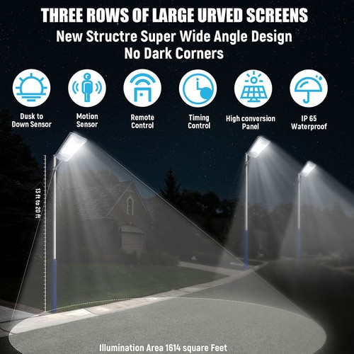 99999900LM LED Brillo Lleno Focos Lampara Sensor De Movimient Solar De Calle Luz - Picture 123 of 133