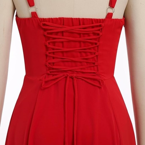 Red Bustier Corset Maxi Dress XXL Milkmaid Boho Midriff Waist Shaper Romantic - Picture 5 of 18