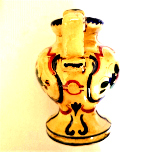 Vintage Vase Hand Painted Italian Pottery Signed Floral Double Handles Excellent - Picture 5 of 10