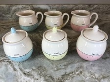 Rae Dunn Cream And Sugar Set Blue, Pink Or Yellow With Black Dots You Choose New