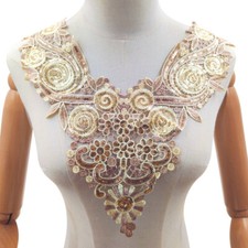 1 X Bestickt Spitze Pailletten Applikation Flicken Zurück Brust Ränder DIY Shiny