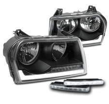For 05-10 Chrysler 300 Led Tube Halogen Black Headlight Wdrl Signal Leftright For 05-10 Chrysler 300 Led Tube Halogen Black Headlight Wdrl Signal Leftright