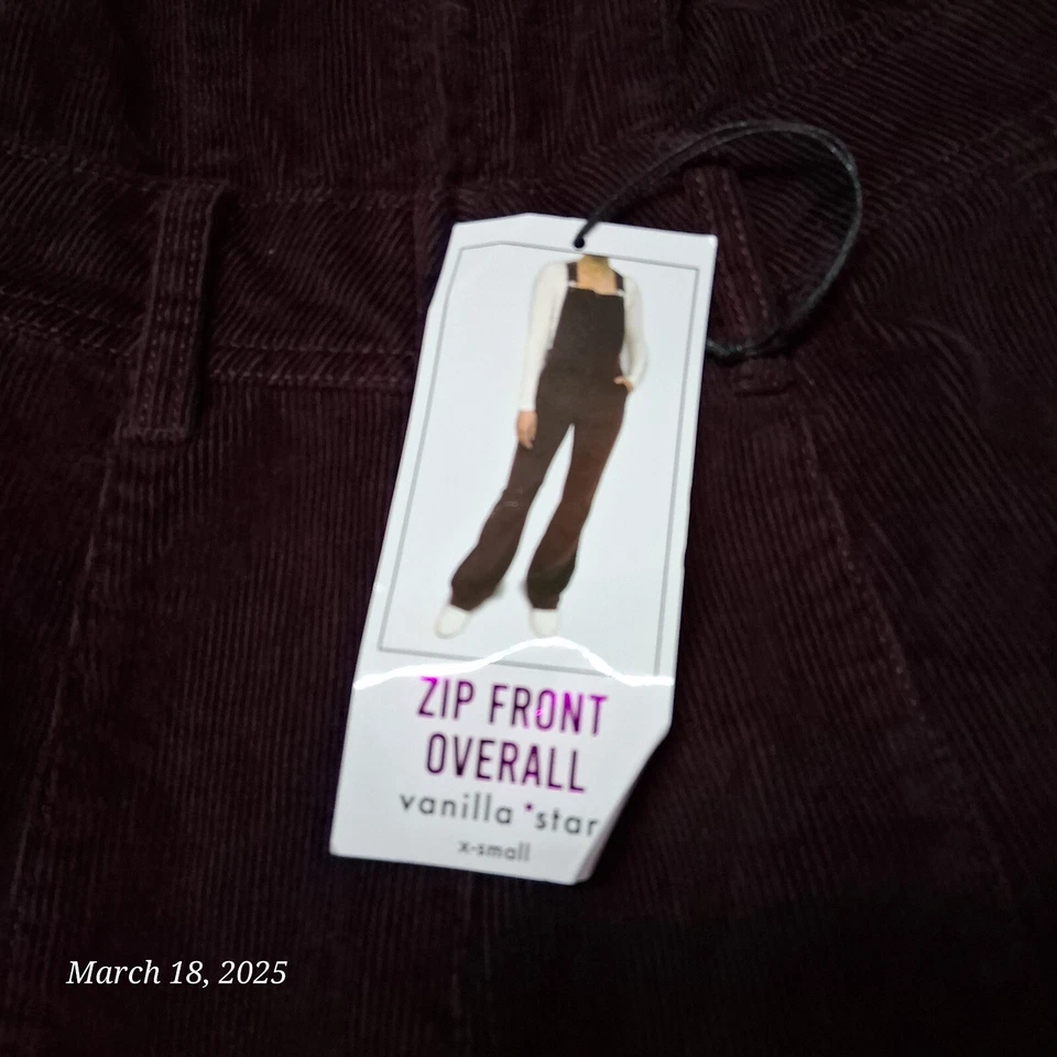 Nuevo con etiquetas Mono Vanilla Star Pana Cremallera Frontal Mujer Talla XS Borgoña Foto 2 de 4