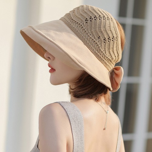 Adjustable Sun Hat Women Floppy Sun Beach Straw Hats Wide Brim Packable - Picture 8 of 10