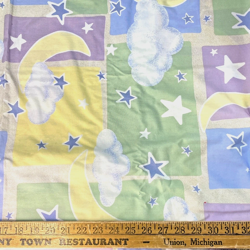 De Colección Algodón Claro Pastel Nubes Luna Estrellas Bebé Edredón Respaldo Tela 49" x 2 yardas Foto 3 de 4
