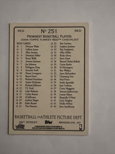 2006 LeBron James Topps Turkey Red ; Red Parallel #251 - Picture 6 of 6