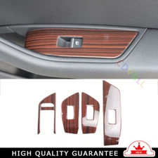Car Glass Window Lifting Lock Panel Trim 4PCS Fit For Audi A5 2017-2019 Red Wood