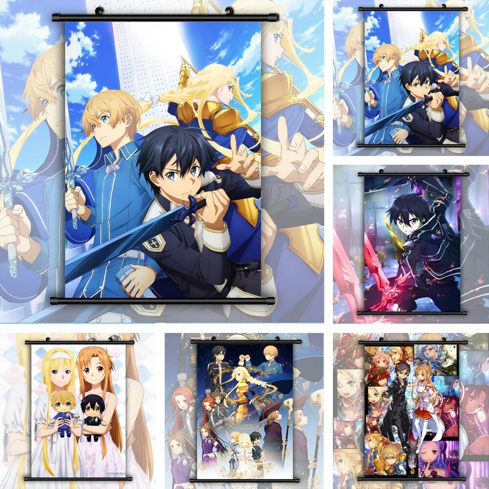 A Wide Variety of SAO Sword Art Online Anime Characters Anime Wall Scroll  Hanging Decor (Asuna & Kirito)