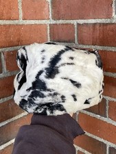 Vintage 50s/60s Union Made Spotted Faux Fur Women  s Hat White/black