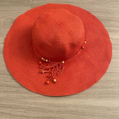 Liz Claiborne Beautiful Straw Hat Tie Summer Wide Brim Sun - One Size