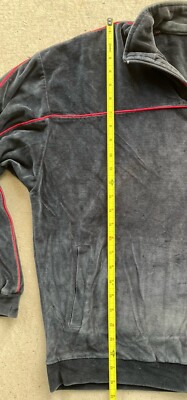 Vintage Norm Thompson Velour Charcoal Gray/Red Track Jacket Vintage Norm Thompson Velour Charcoal Gray/Red Track Jacket