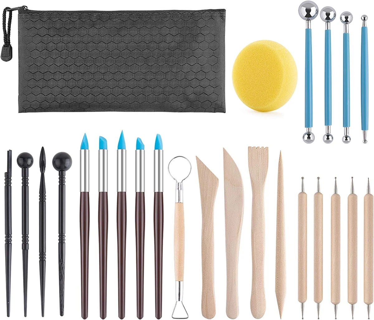 11 PCS Polymer Clay Tools Kit Wood Ceramics Tools Air Dry Pottery Craft  Carving Modeling Shaping Tool Supplies