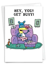 1 Funny Father's Day Greeting Card - Dad Get Busy, Includes Envelope, US-Made