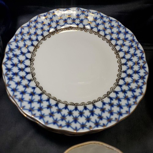 Imperial Porcelain Lomonosov Cobalt Net Tea Set Vintage USSR Markings - Picture 7 of 10