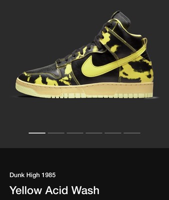 Nike Dunk High 1985 Yellow Acid Wash US 9.5M / 11W DD9404-001 Confirmed