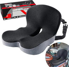 Memory Foam Truck Seat Cushion Ergonomic Back Support Sciatica Relief Strap