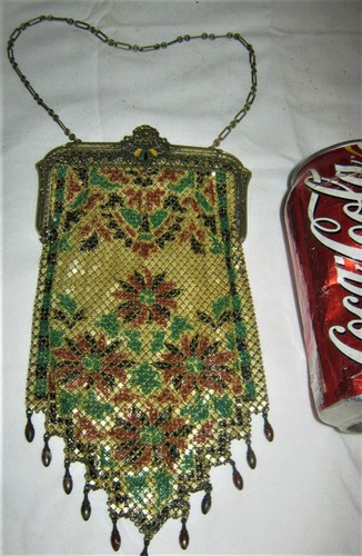 ANTIQUE MANDALIAN USA ART DECO BUST WOMAN LADY FLAPPER PURSE FLOWER HANDBAG BAG - Picture 4 of 12