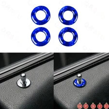 Blue Carbon Fiber Interior Door Lock Pins Cover Trim For Dodge Charger 2011-2014