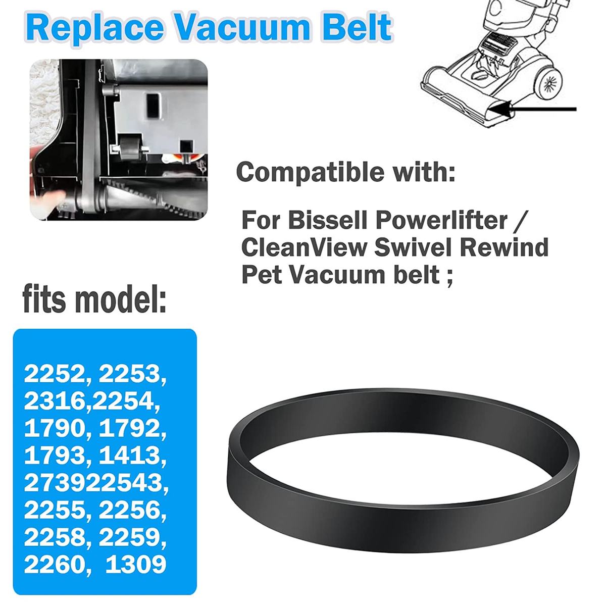 Vacuum Belt Replacement for Bissell Cleanview Swivel Pet Upright 