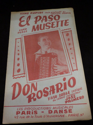 '' Partitur El Paso Musette Don Rosario Jose Primero Sheet Music ''