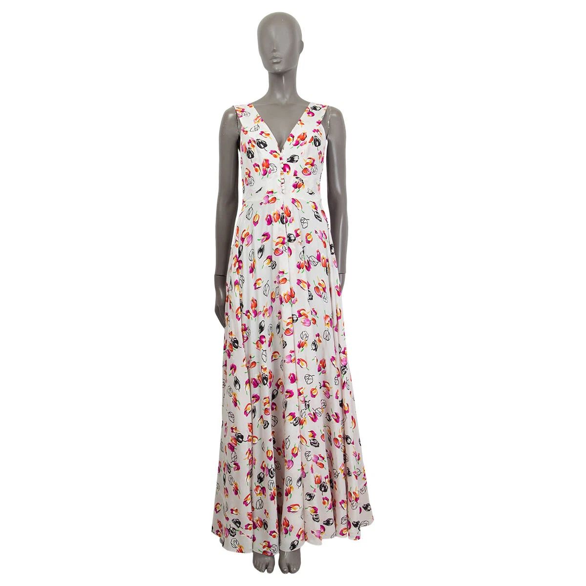 Sandet Duplikering Etna 65422 auth LOUIS VUITTON white &amp; pink 2019 TULIP Sleeveless MAXI Dress  36 XS | eBay