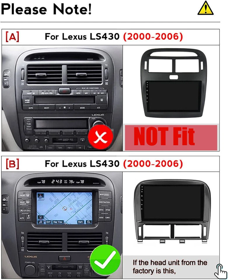 Unidad principal GPS estéreo radio coche Lexus LS430 2001-2006 CarPlay Android 13 Wifi Foto 2 de 4