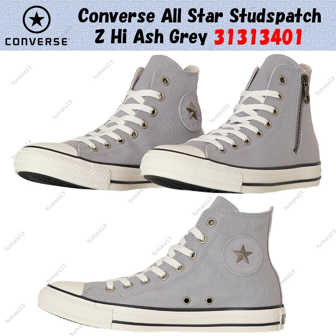Converse All Star Studspatch Z Hi Ash Grey Mens Sneakers Size 31313401-image