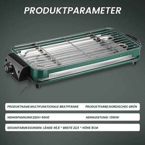 2in1 Tischgrill elektrisch Stufenlos Innengrill Elektrogrill 1500W Tisch Grill - Bild 5 von 17