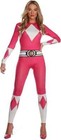 Official Women`s Pink Power Rangers Morphsuit Superhero Costume Halloween S - L