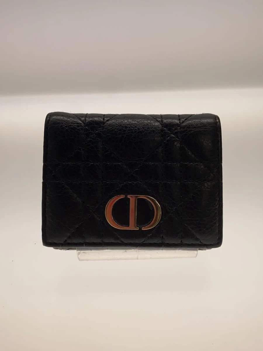 Portefeuille Christian Dior plié triple cuir noir femme occasion