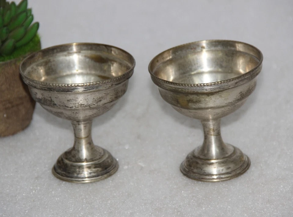 Taza de vino/helado vintage de latón plateado años 30 antigua original 14709 Foto 2 de 4