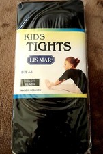 Lis Mar Kids Tights Black  Size 4-6 NEW In PKG Fits 34-49 Pounds