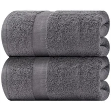 Luxury Bath Sheet Towels Extra Large 35x70 2 Pack, Grey Highly Absorbent 650 GSM