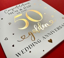 Personalised 50th Golden Wedding Anniversary Card, Golden Anniversary, Mum & Dad