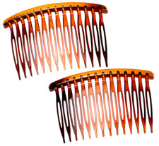 2 x schöne Steckkämme Einsteckkamm Haarkamm braun transparent ca. 8 cm x 5 cm 