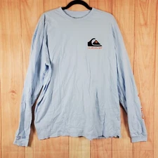 Quiksilver Omni Logo Mens Shirt 2XL Blue 100% Cotton Classic Fit Long Sleeve