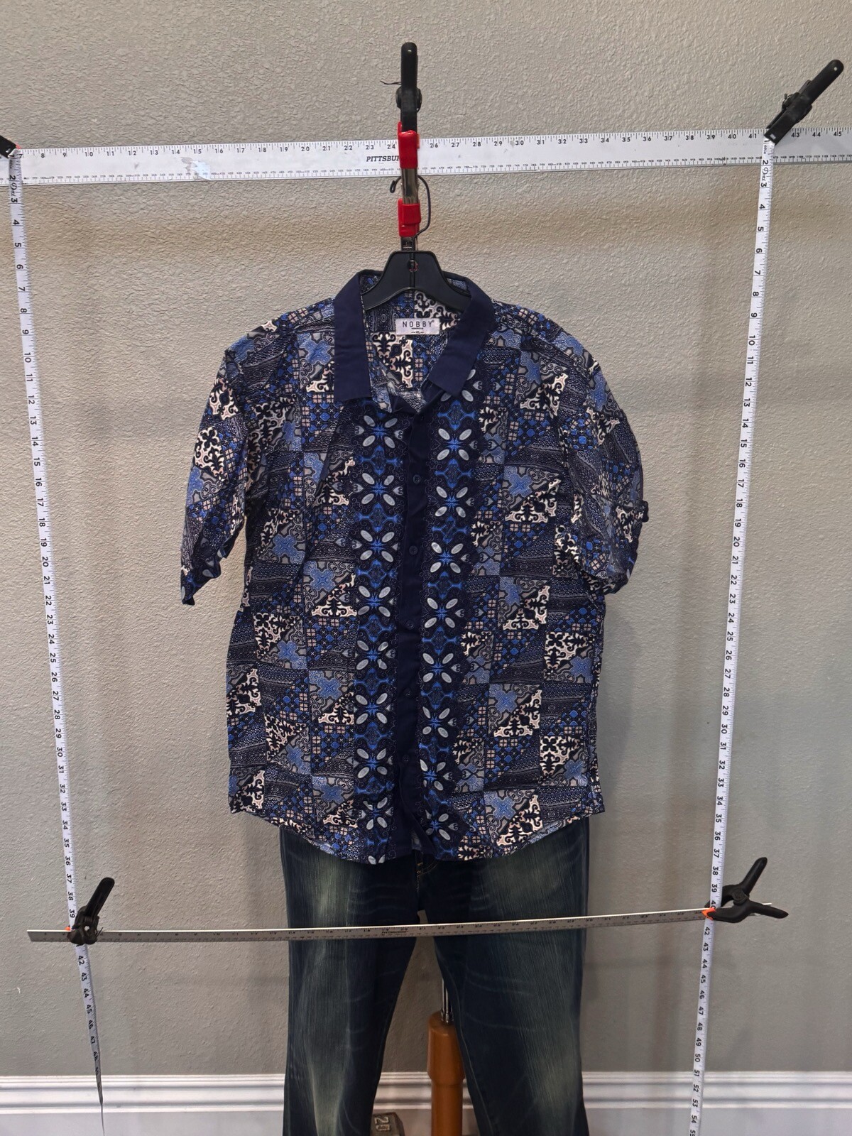 Nobby Geometric Pattern SHORT SLEEVE BUTTON UP SH… - image 3