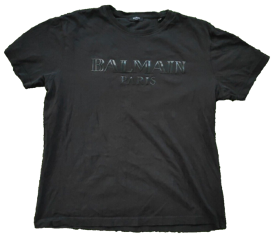 Balmain Paris Men's Black T-Shirt Embossed Logo Size XXL | eBay