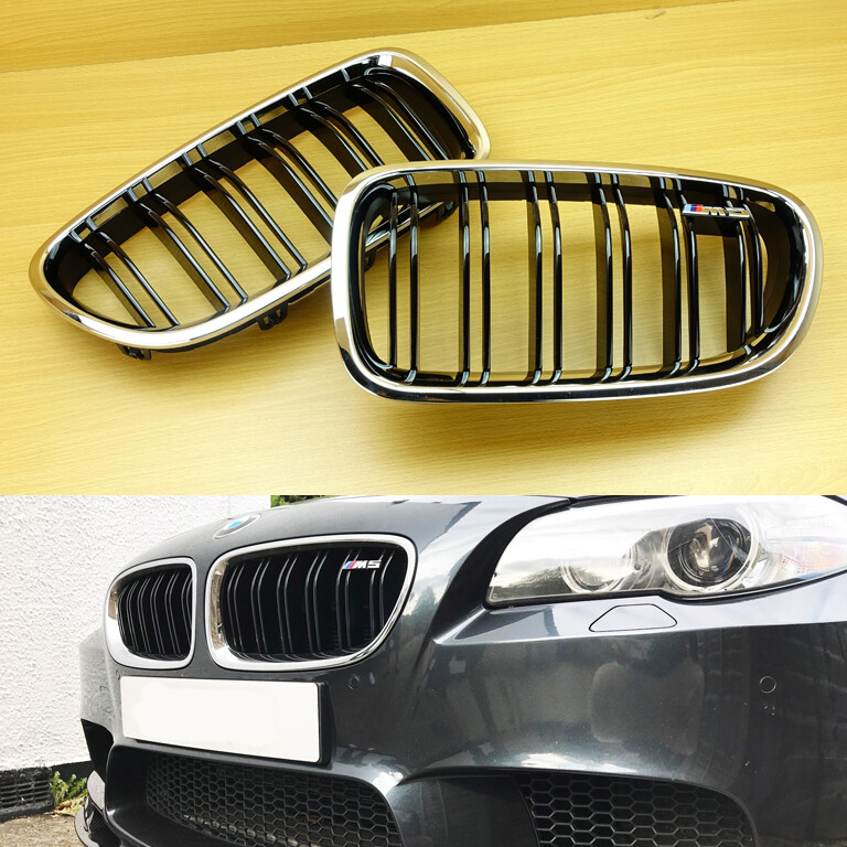 2011-16 For BMW F10 F11 M5 Type Chrome Matt Black Front Grille 4D 535i