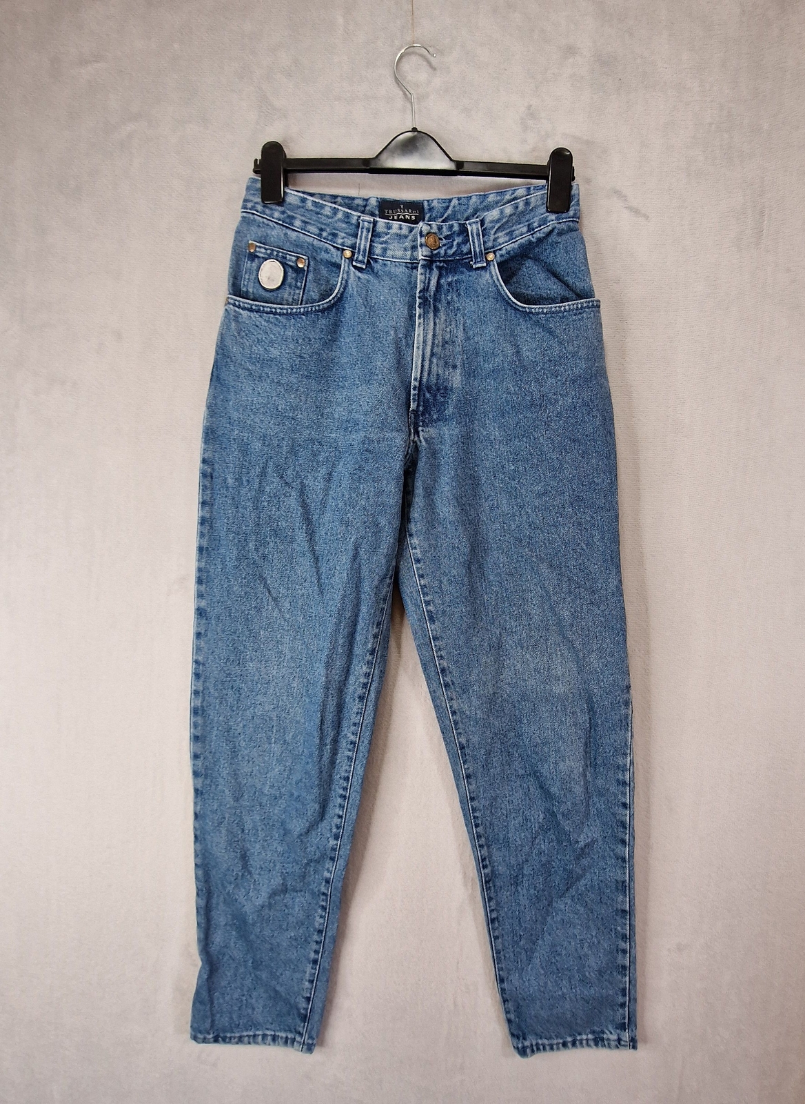 Trussardi Jeans Womens 30x30 Blue Mom Jeans Tapered Zip Up Y2k Vintage-image