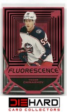 2021-22 Upper Deck #FL-9 Yegor Chinakhov Fluorescence Red Blue Jackets RMH