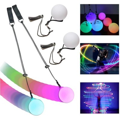 LED Jonglierbälle Set Regenbogen Farben Strobe Effekt 2 Stück Poi Bälle