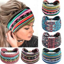 SAWINDA 6 Pack Boho Headbands for Women Fashion Stretch Wide Hair Bands Knotted
