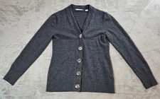 Lady Hathaway Cardigan Medium Gray 100% Merino Wool VTG 90s Y2K Cottage Core