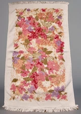 Vintage Lady Pepperell Floral Hand Towel Fringe Decorative Cotton 28x15 USA