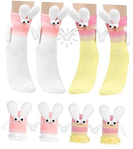 Easter Bunny Hand-Holding Socks 2 Pairs – Crazy Funny Novelty Gifts for